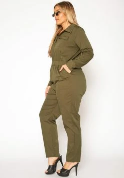 Plus Size Olive Cargo Jumpsuit -Asoph Sales Shop 2019555 125 2