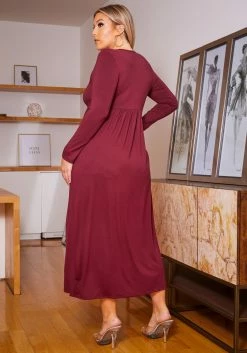 Plus Size Basic Long Sleeve Fit & Flare Maxi Dress -Asoph Sales Shop 2019556 111 3