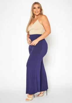 Plus Size Solid High Waist Flare Pants -Asoph Sales Shop 2019557 117 2