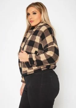 Plus Size Faux Fur Plaid Zip Front Sweater 7 Plus Size Faux Fur Plaid Zip Front Sweater -Asoph Sales Shop 2019559 118 2