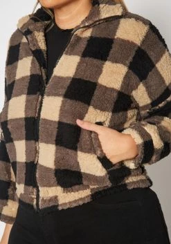 Plus Size Faux Fur Plaid Zip Front Sweater 9 Plus Size Faux Fur Plaid Zip Front Sweater -Asoph Sales Shop 2019559 118 4