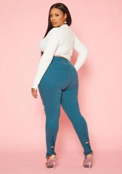 Vibrant Plus Size Distressed Skinny Denim Jeans -Asoph Sales Shop 2019583 158 3