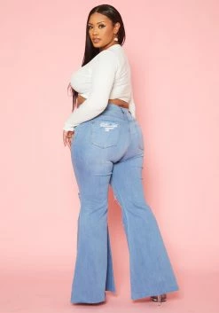 Vibrant Plus Size Distressed Raw Cut Bell Bottom Denim Jean -Asoph Sales Shop 2019585 938 3