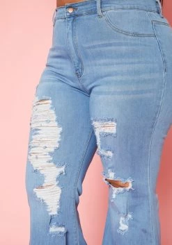 Vibrant Plus Size Distressed Raw Cut Bell Bottom Denim Jean -Asoph Sales Shop 2019585 938 4