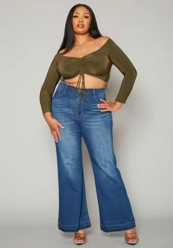 Vibrant Plus Size Deep Blue Denim Mom Jeans