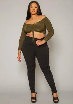 Vibrant Plus Size High Waist Black Denim Skinny Jean