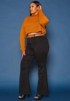 Vibrant Plus Size Bell Bottom Black Denim Jean -Asoph Sales Shop 2019592 001 2