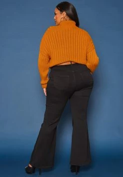 Vibrant Plus Size Bell Bottom Black Denim Jean -Asoph Sales Shop 2019592 001 3