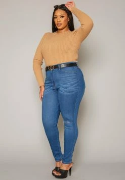 Vibrant Plus Size Knee Rip Skinny Denim Jean -Asoph Sales Shop 2019593 938 2