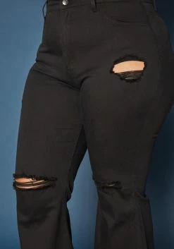 Vibrant Plus Size Distressed Bell Bottom Denim Jean 9 Vibrant Plus Size Distressed Bell Bottom Denim Jean -Asoph Sales Shop 2019596 001 4