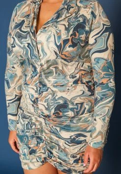 Plus Size Marble Pattern Collar Mini Dress -Asoph Sales Shop 2019614 004 4