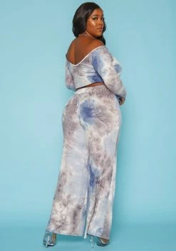 Plus Size Multi Print Crop Top & Flare Pants Set 8 Plus Size Multi Print Crop Top & Flare Pants Set -Asoph Sales Shop 2019616 007 2