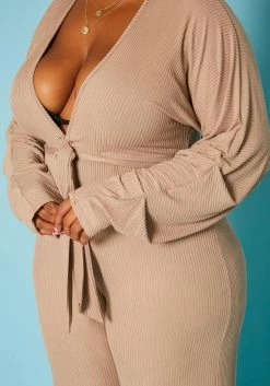 Plus Size Ribbed Deep V Neck Flare Jumpsuit -Asoph Sales Shop 2019617 190 4
