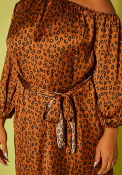 Plus Size Leopard Print Belted Satin Midi Dress 9 Plus Size Leopard Print Belted Satin Midi Dress -Asoph Sales Shop 2019623 106 4