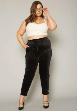 Plus Size Velour High Waist Pants