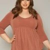 Plus Size Long Sleeve Flare Shirt
