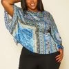 Plus Size Paisley Print Dolman Sleeve Top