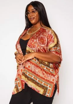 Plus Size Paisley Print Kimono Cardigan -Asoph Sales Shop 2019652 110 2