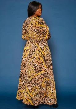 Plus Size Chainlink Leopard Print Fit & Flare Maxi Dress -Asoph Sales Shop 2019702 001 3