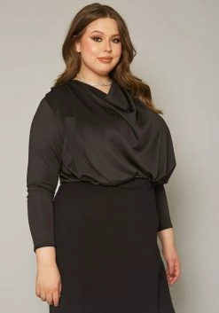 Plus Size Cowl Neck Long Sleeve Blouse -Asoph Sales Shop 2019719 001 2