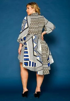 Plus Size Geo Print High To Low Flare Dress -Asoph Sales Shop 2019756 003 3