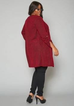 Plus Size Drape Front Open Front Shimmer Cardigan -Asoph Sales Shop 2019766 001 3