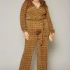 Plus Size Grid Plaid Flare Jumpsuit