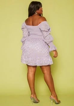 Plus Size Polka Dot Off Shoulder Mini Dress -Asoph Sales Shop 2019775 001 3