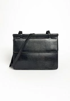 Ciara Croc Faux Leather Black Travel Bag