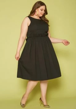 Plus Size Yellow Trim Fit & Flare Mini Dress -Asoph Sales Shop 2019844 001 1