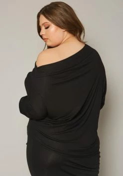 Plus Size Asymmetric Cold Shoulder Long Sleeve Top -Asoph Sales Shop 2019863 001 3