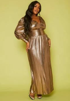 Plus Size Bronze Flare Maxi Dress 7 Plus Size Bronze Flare Maxi Dress -Asoph Sales Shop 2019873 001 1
