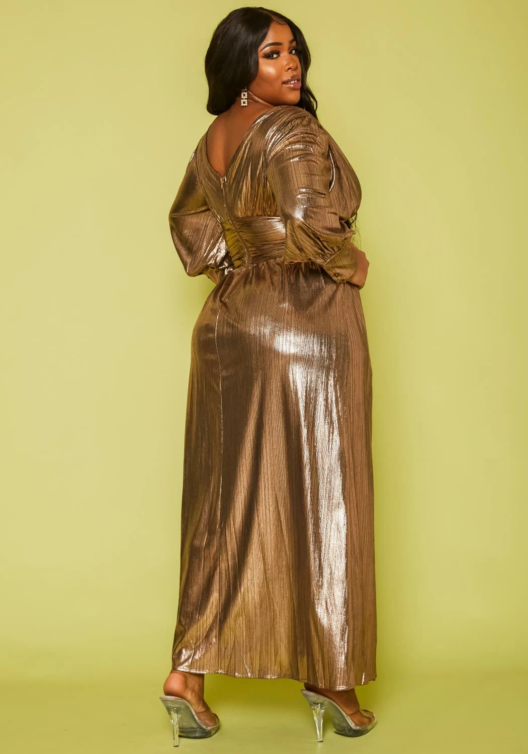 Plus Size Bronze Flare Maxi Dress 4 Plus Size Bronze Flare Maxi Dress - Image 4