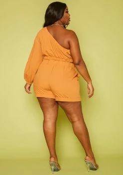 Plus Size One Sleeve Crop Top & Shorts Set -Asoph Sales Shop 2019874 001 3