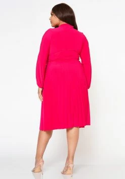 Plus Size Bow Collar Pleated Fit & Flare Dress -Asoph Sales Shop 2019881 006 4