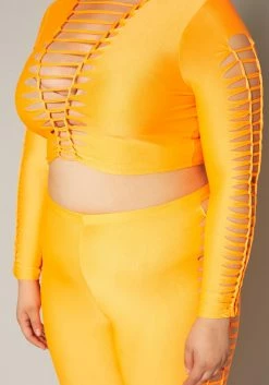 Plus Size Slit Hem Crop Top & Leggings Set -Asoph Sales Shop 2019904 001 4