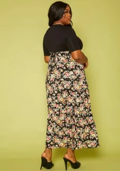 Plus Size Floral Print Flare Maxi Dress -Asoph Sales Shop 2019938 001 3
