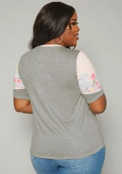 Plus Size Multi Print Short Sleeve Shirt -Asoph Sales Shop 2019941 001 3