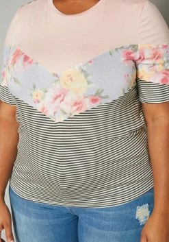 Plus Size Multi Print Short Sleeve Shirt -Asoph Sales Shop 2019941 001 4