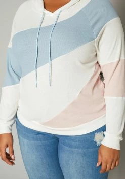 Plus Size Color Block Ribbed Hooded Sweater -Asoph Sales Shop 2019948 001 4