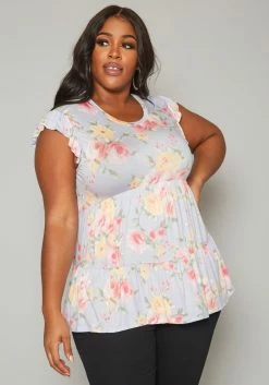 Plus Size Floral Print Flare Top -Asoph Sales Shop 2019952 001 0