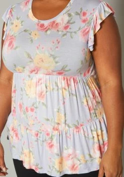 Plus Size Floral Print Flare Top -Asoph Sales Shop 2019952 001 4