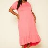 Plus Size Short Sleeve Flare Maxi Dress