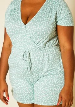 Plus Size Surplice Floral Print Romper -Asoph Sales Shop 2019981 002 5