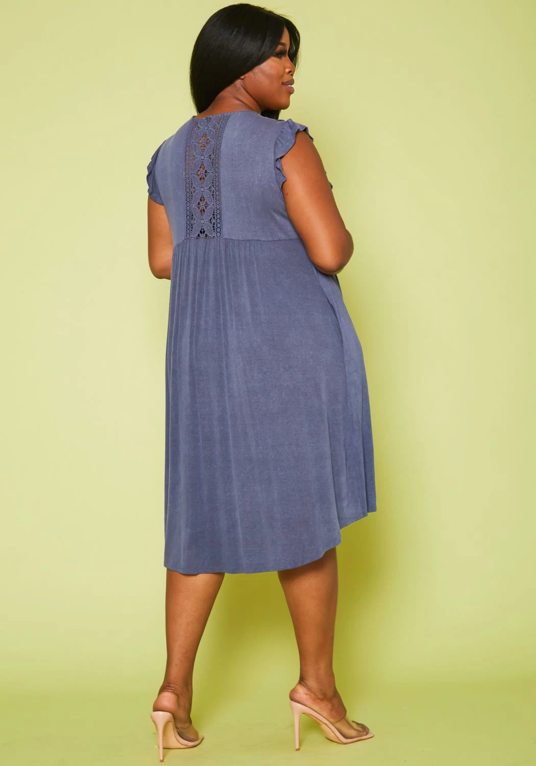 Plus Size Ruffle Sleeve Flare Mini Dress 4 Plus Size Ruffle Sleeve Flare Mini Dress - Image 4