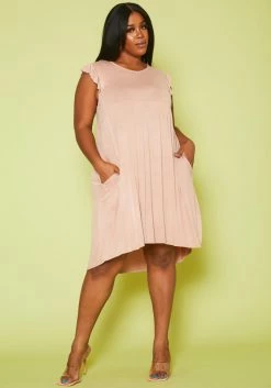 Plus Size Ruffle Sleeve Flare Mini Dress