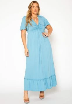 Plus Size Twist Hem Flare Maxi Dress
