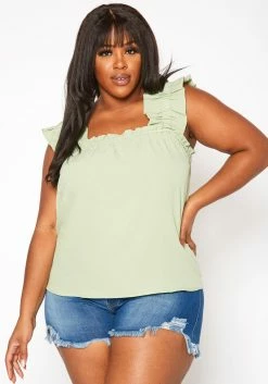 Plus Size Short Sleeve Linen Top