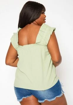 Plus Size Short Sleeve Linen Top -Asoph Sales Shop 2019986 005 3