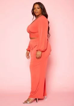 Plus Size Wrap Crop Top & Wide Pants Set -Asoph Sales Shop 2020022 001 2